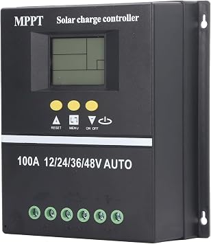 100A MPPT Solar Charge Controller, 12V 24V 36V 48V Backlit LCD Display Battery Intelligent Regulator Dual USB Port Solar Panel Regulator
