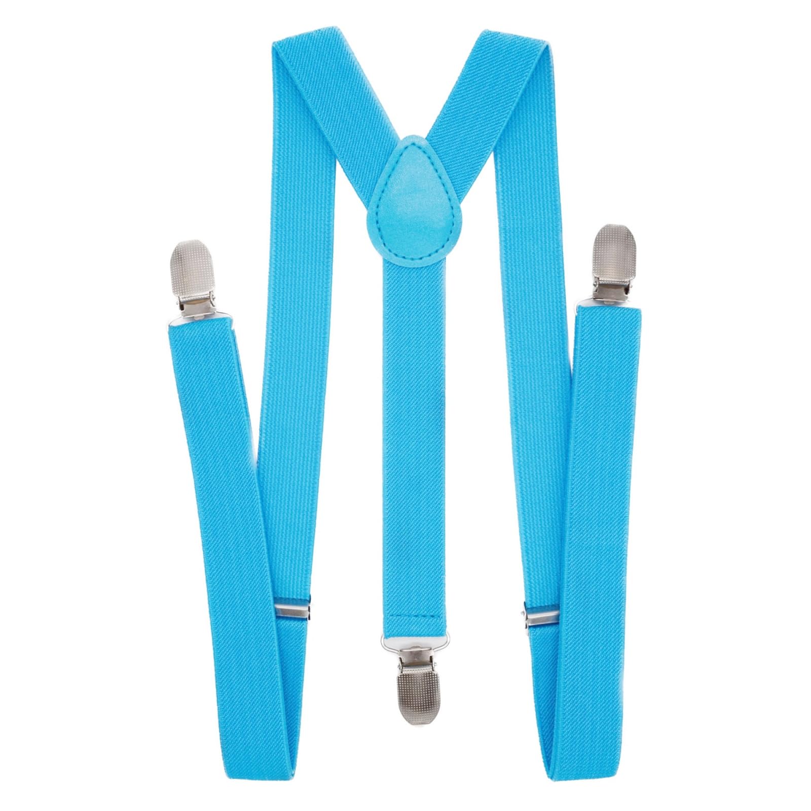 Wannge Men's Sky Blue Suspenders 1" Inch Elastic Adjustable Y-Back Clip-On Suspender