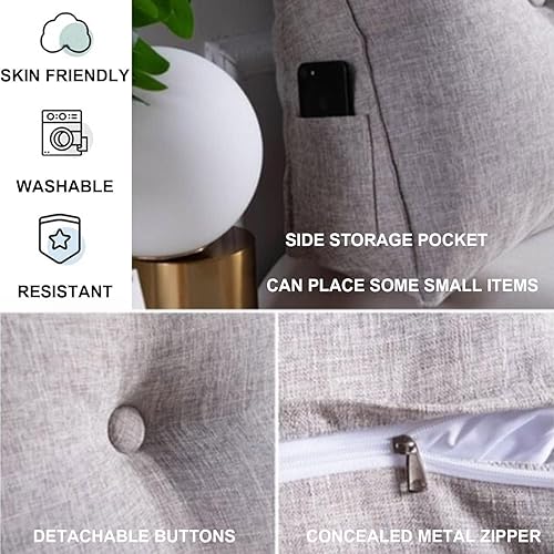 Miniatura 2 de Almohada de cabecera triangular de color sólido para cabecero de tamaño KingQueenDobleIndividual, Cojín de cabecera triangular, sofá biplaza con