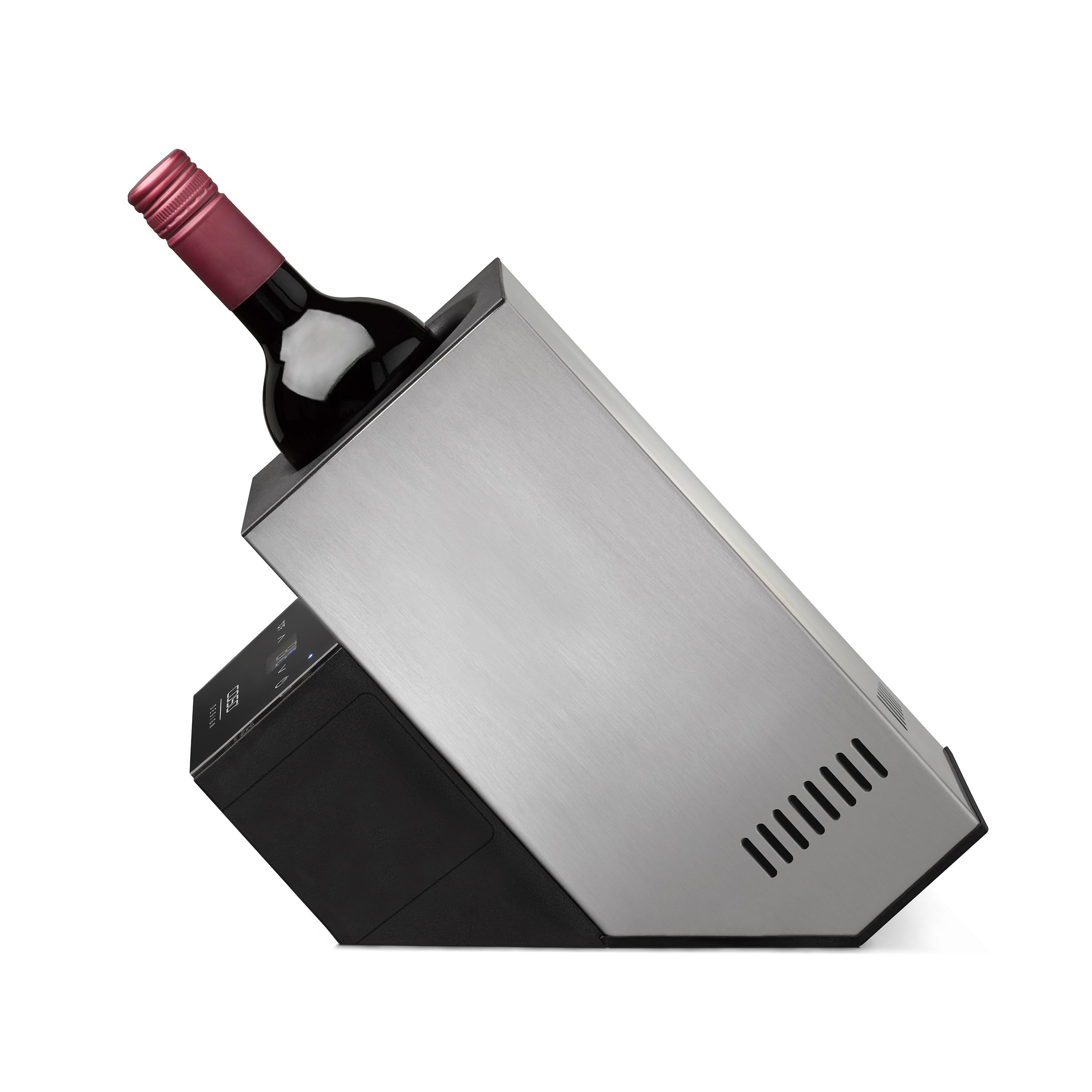 CASO WineCase Deluxe Inox - Termica vino con batteria per 1 bottiglia (fino a 90 mm di diametro), in acciaio INOX silenzioso