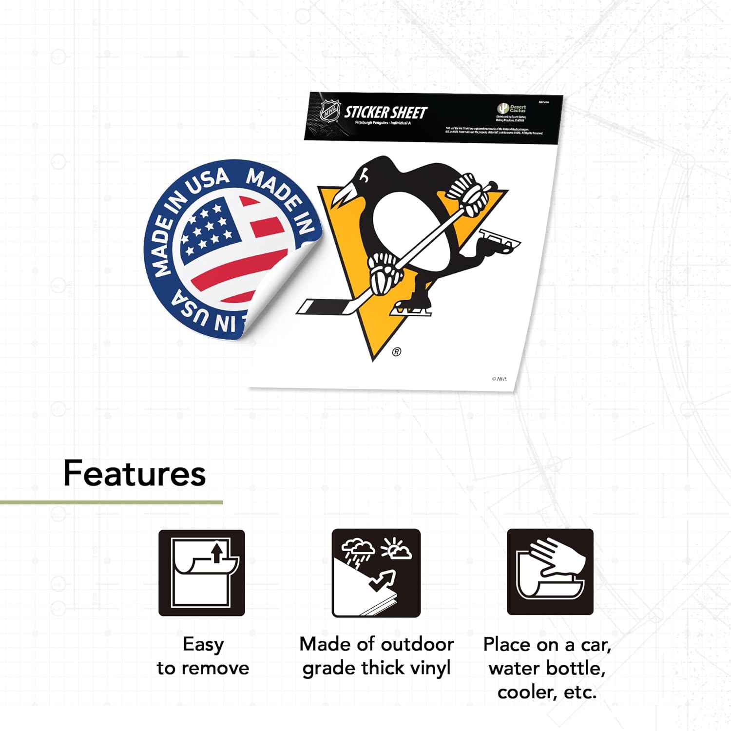 Desert Cactus Pittsburgh Penguins Team NHL National Hockey League Sticker Vinyl Decal Laptop Water Bottle Car Scrapbook (Individual A) - Image 3