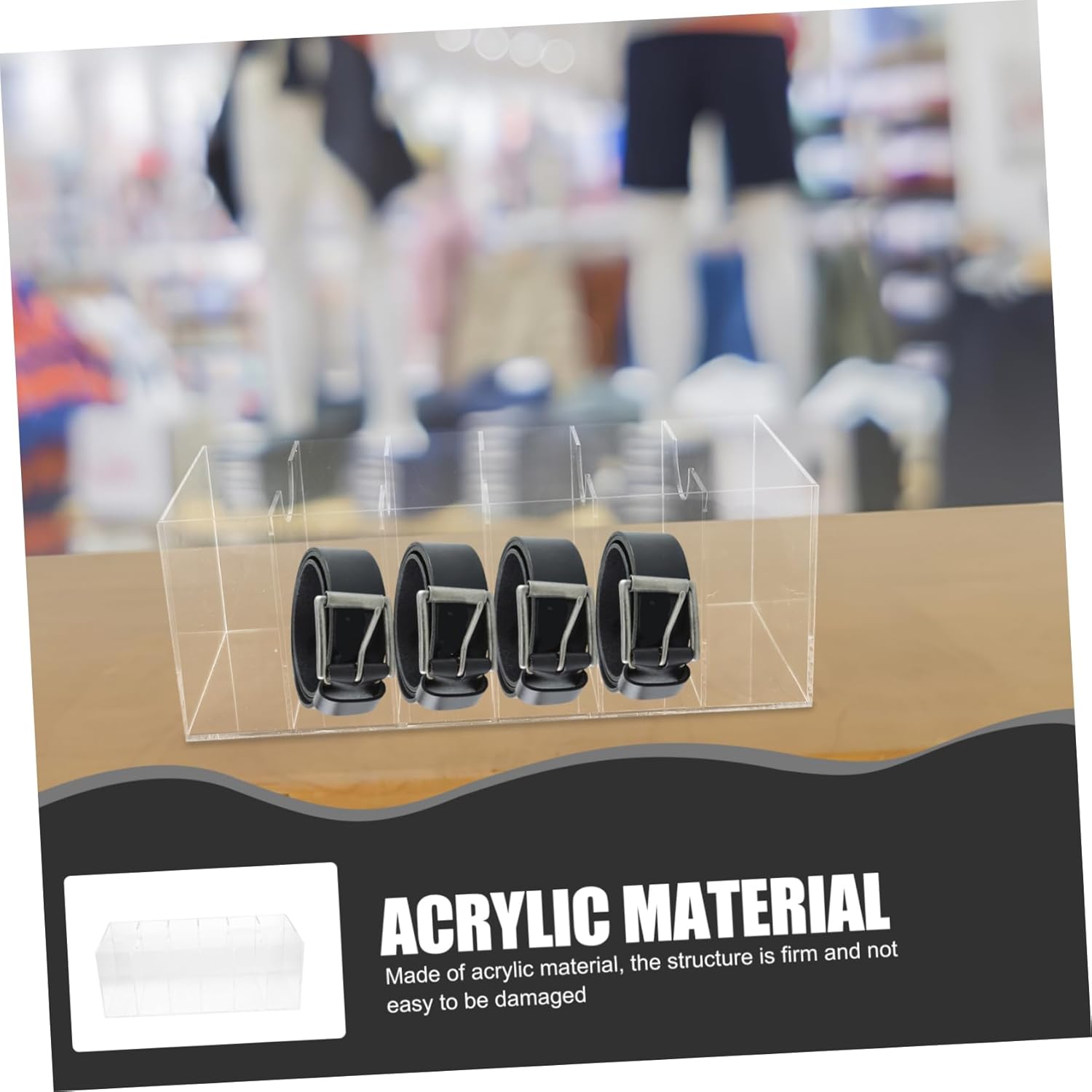 PRETYZOOM Acrylic Belt Organizer Storage Box Multi-Functional Display Case for Belts Watches Jewelry and Accessories for Home Retail and Gifting