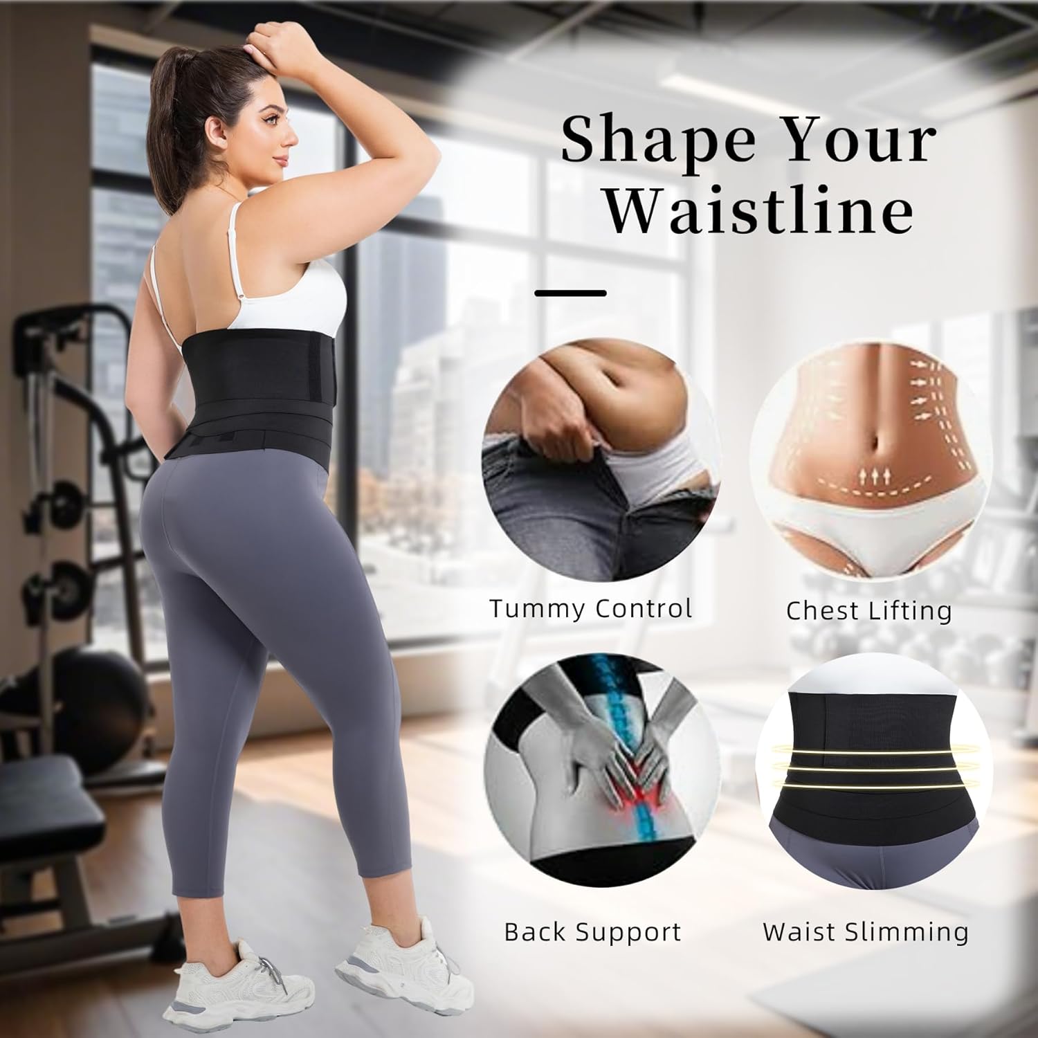 Waist Trainer for Women Plus Size 2025 Upgrade Adjust Stomach Bandage Wrap Waist Band Long Torso Tummy Wraps - Image 5