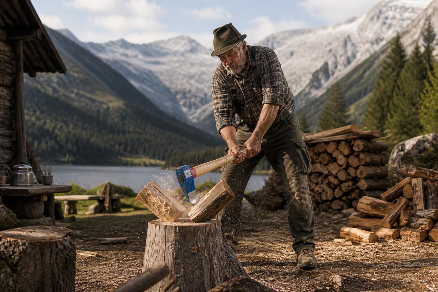 6729 Holzspalthammer 3500 g Kopfgewicht, 4500 g Gesamtgewicht, Eschenholzstiel 850 mm, geschmiedeter Spalthammer mit Wendenase zum Spalten und Einschlagen von Keilen im Holz