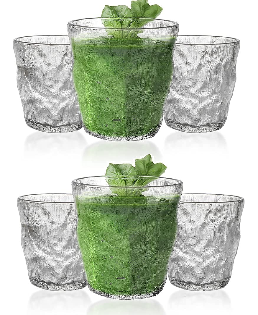 Ash & Roh® - Acrylic Glass Water Cup, Frosted Clear Texture Whiskey Glasses Beer Glass, Universal Household Water Cup Coffee Cup,Juice,Iced Drinks,Home Office Bar (300ML, 6 PCS)