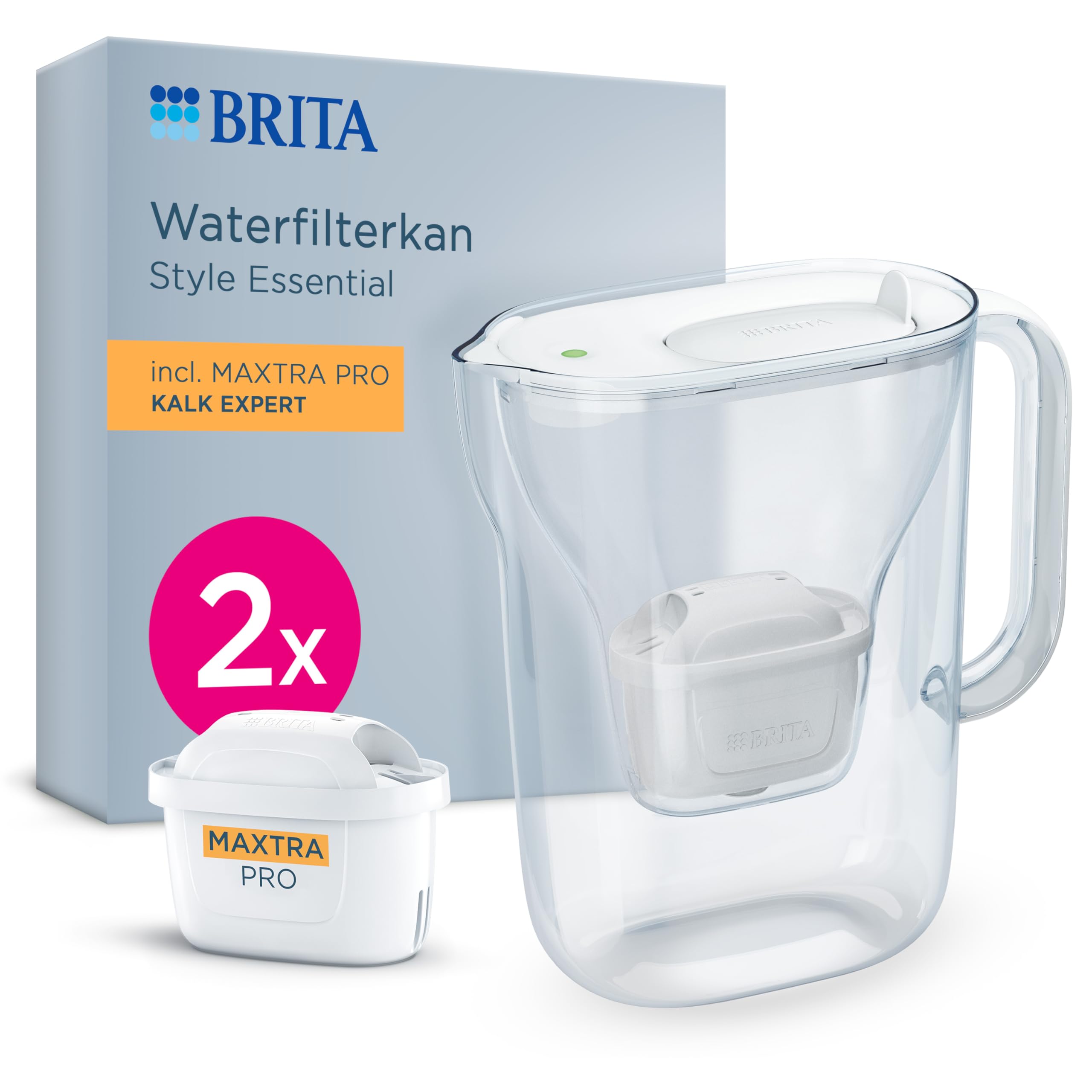 BRITA Style XL Filterkanne – 3,6 Liter, Hellgrau, Inkl. MAXTRA PRO Kartusche & Extra Kalkschutz