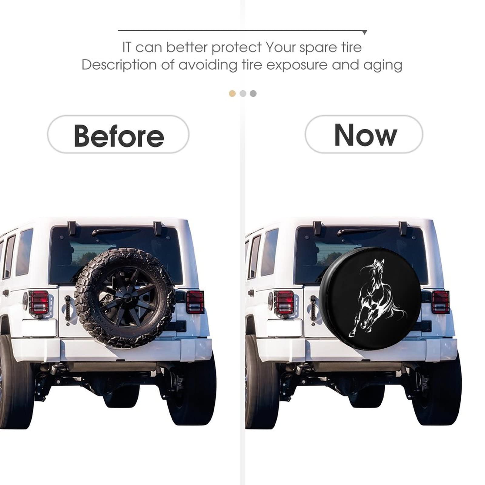 Foruidea Running Horse Spare Tire Cover PU Leather Wheel Tire Cover Fit Trailer, RV, SUV and Many Vehicle 17inch