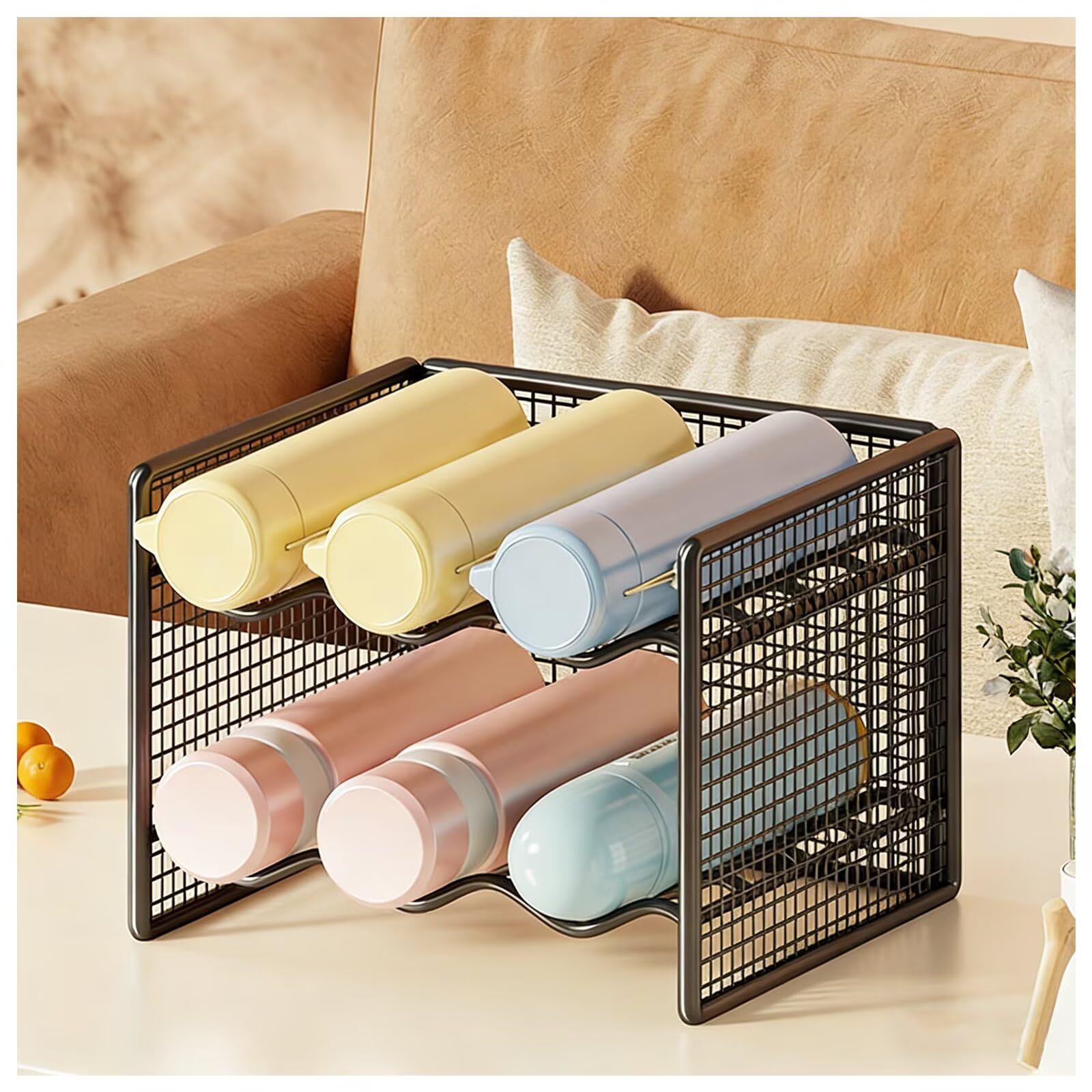 Portabottiglie impilabile Armadio da cucina per bottiglie Frigorifero Portabevande a 2 livelli per soggiorno e dispensa Nero 27 x 20 x 15 cm
