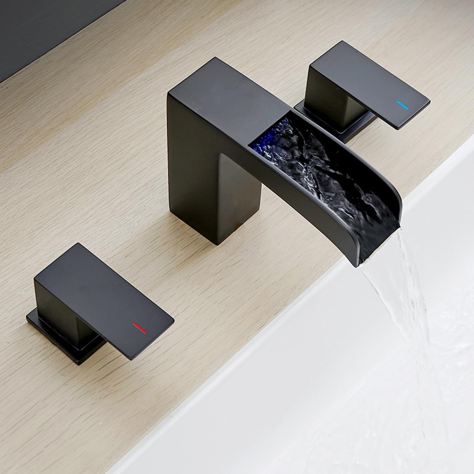 Robinet mitigeur de lavabo noir à 3 trous pour évier de salle de bain