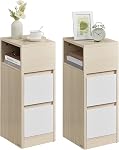 VASAGLE Kailyn Collection - Small Nightstands, Set of 2 | Narrow Side End Tables with Drawers, Flexible Open Compartment, Ebony Black ULET856B56