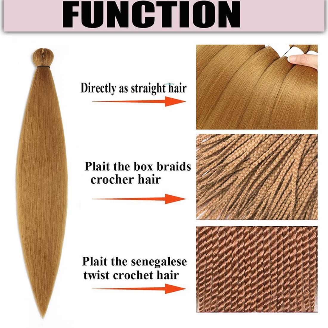 Pre Stretched Braiding Hair Long Braid 26 Inch 8 Packs Braiding Hair PreStretched Braiding Hair Natural Braid Crochet Hair Hot Water Setting Perm Yaki Texture (26", 27)