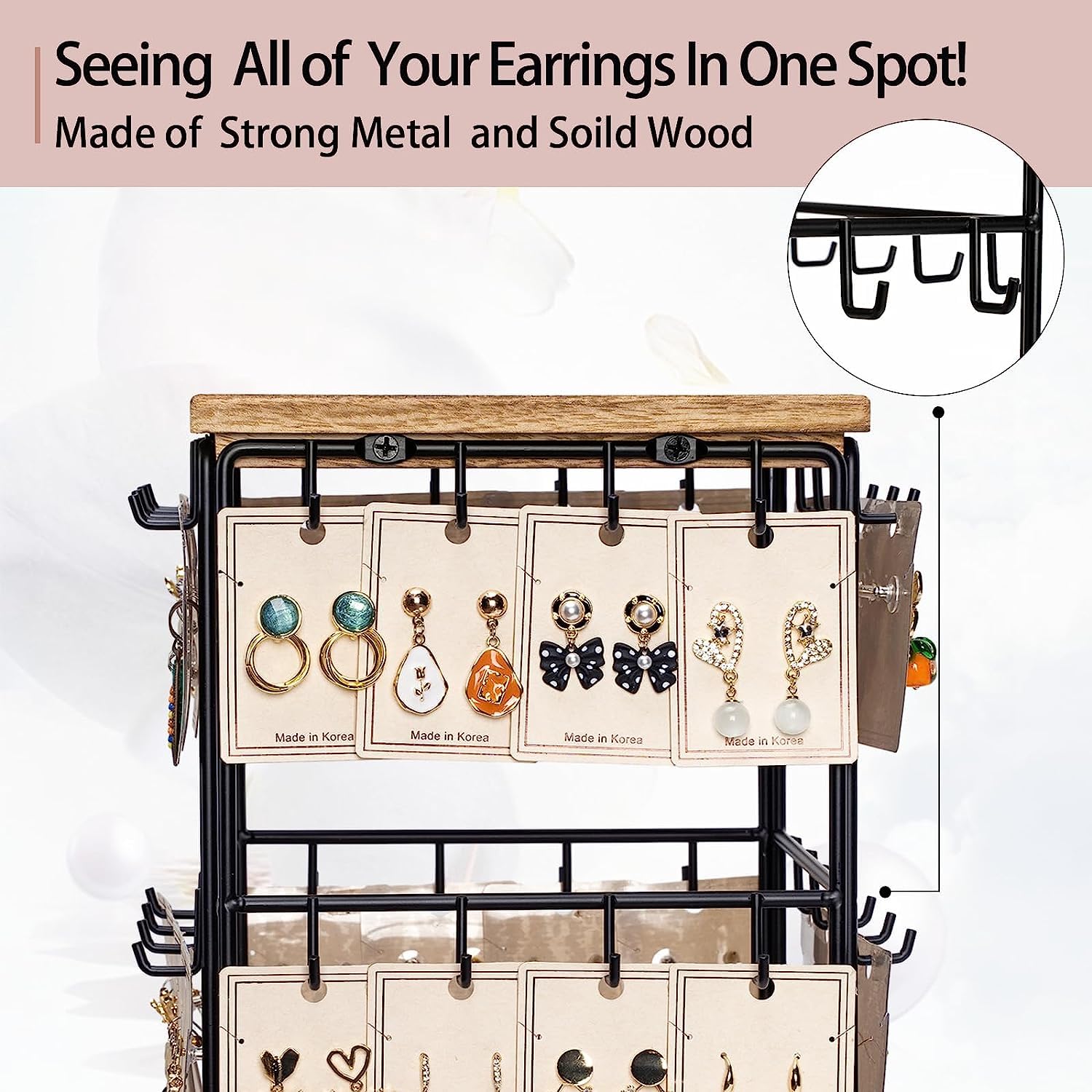 Organizer Porta Gioielli Lolalet A Torre - Portacollane E Orecchini Con Vassoio Bianco - Foto 10