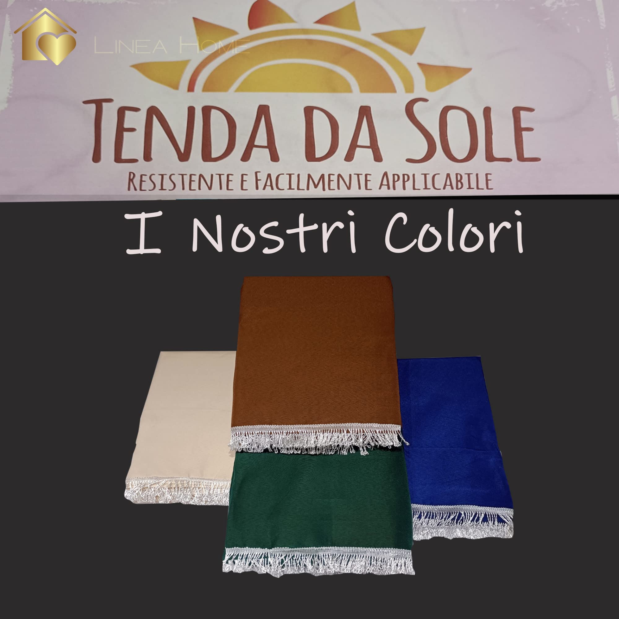 Home Tresor - Tenda da Sole da Esterno per Balcone/Terrazzo/Veranda con Anelli e Ganci per Applicazione, Resistente e Lavabile, 100% Poliestere, Tinta Unita Blu cm. 200x300
