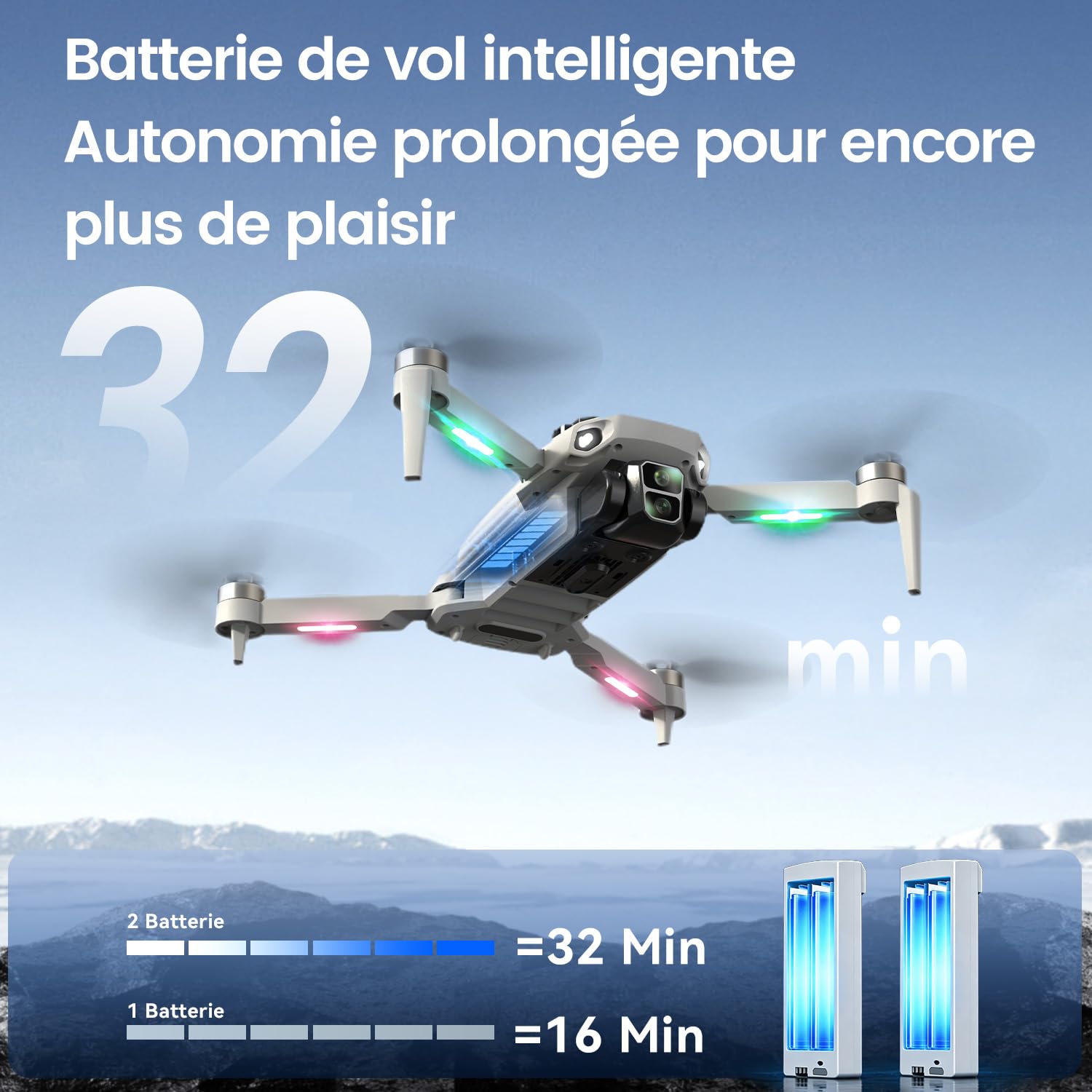 Drone GPS avec écran HD 4,3" Intégré et Caméra 4K pour Adultes Débutants