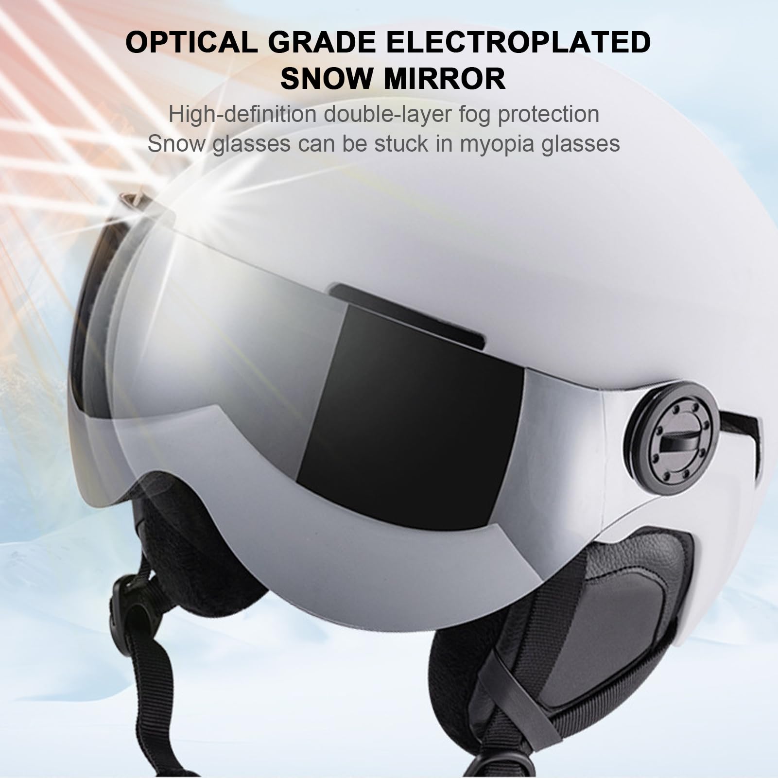 Kask snowboardowy - czapka z okularami - ochronny kask narciarski na zewnątrz i śnieg, dla mężczyzn, narciarzy, snowboardzistów, ośrodek narciarski, ośrodek outdoorowy sport motocykl