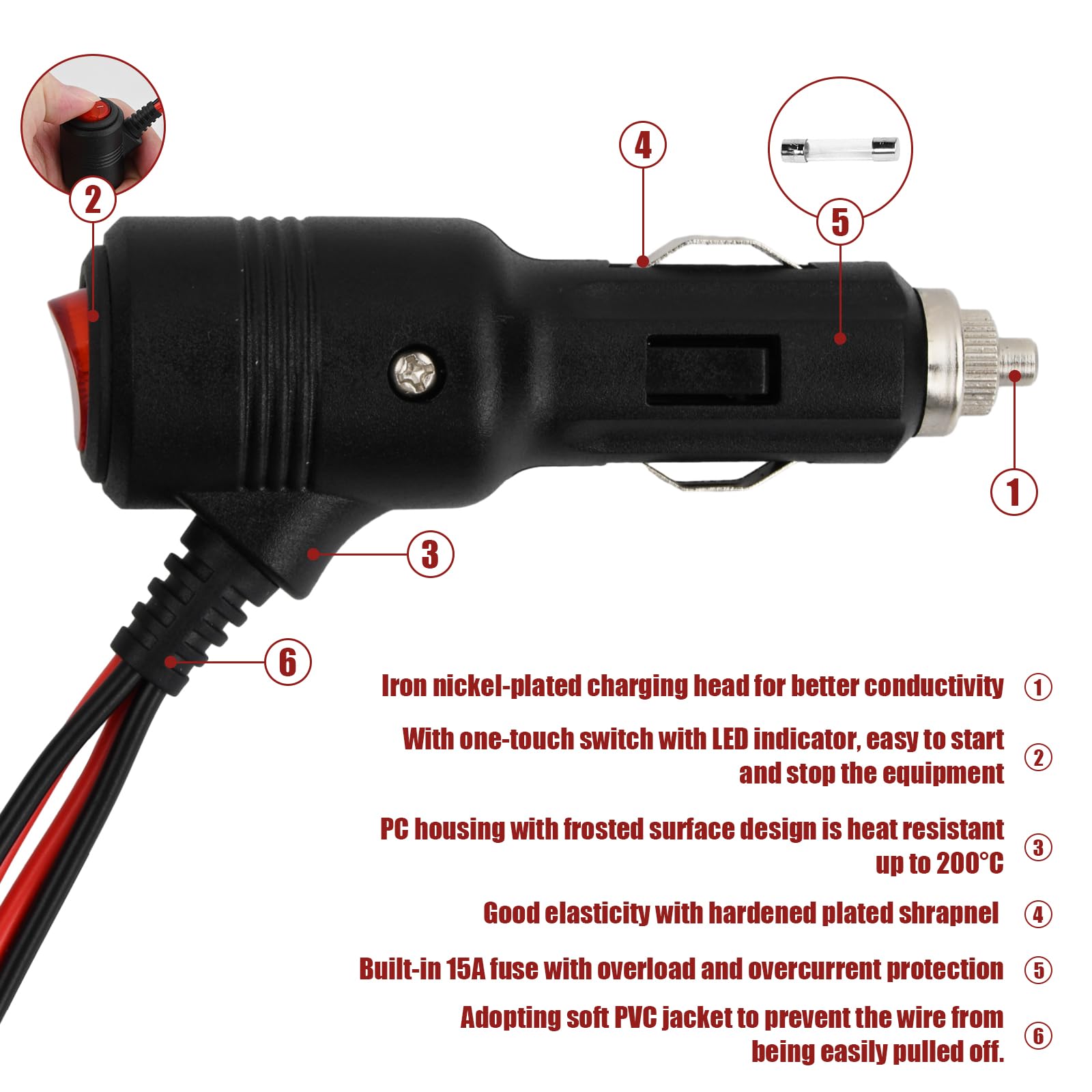 Presa Accendisigari Auto 2 Uscite 12V/24V - Adattatore Con Spia E Fusibile - Prolunga - 2
