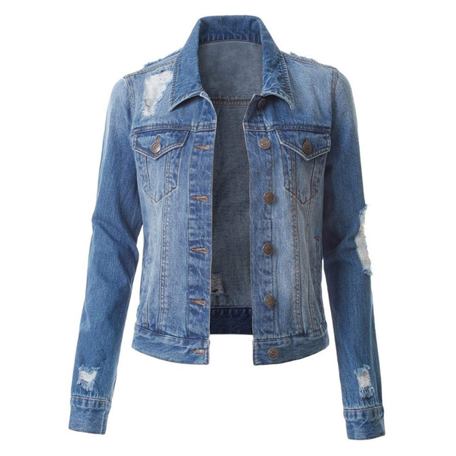 Chaqueta de entretiempo elegante para mujer, chaqueta vaquera para mujer, corta y entallada, chaqueta de tiempo libre, chaqueta vaquera, chaqueta vaquera, chaqueta vaquera, chaqueta vaquera, chaqueta