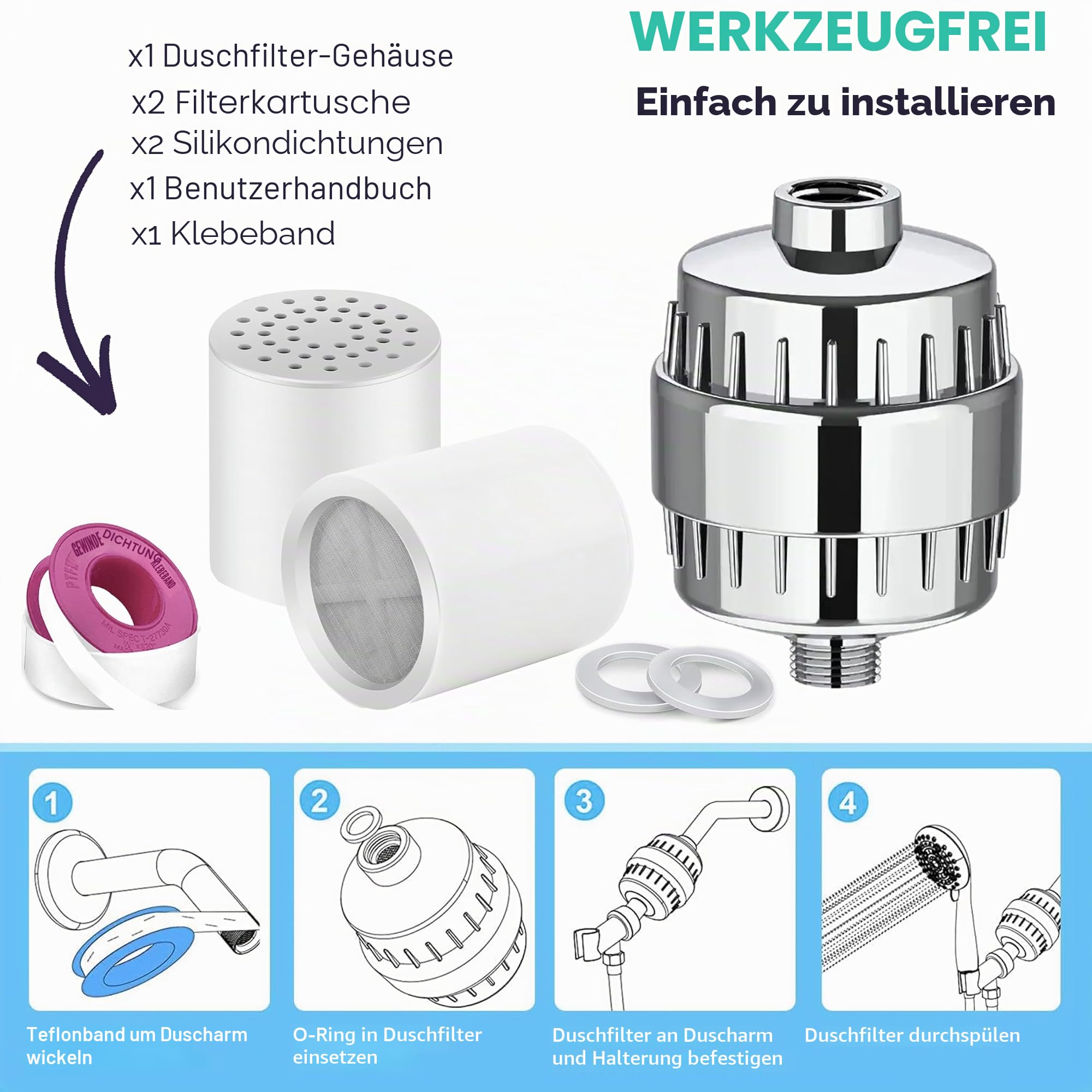 Duschfilter für Reisen Asien Universal-Duschkopffilter (britisches Unternehmen) verbessern die Gesundheit von Haut und Haaren