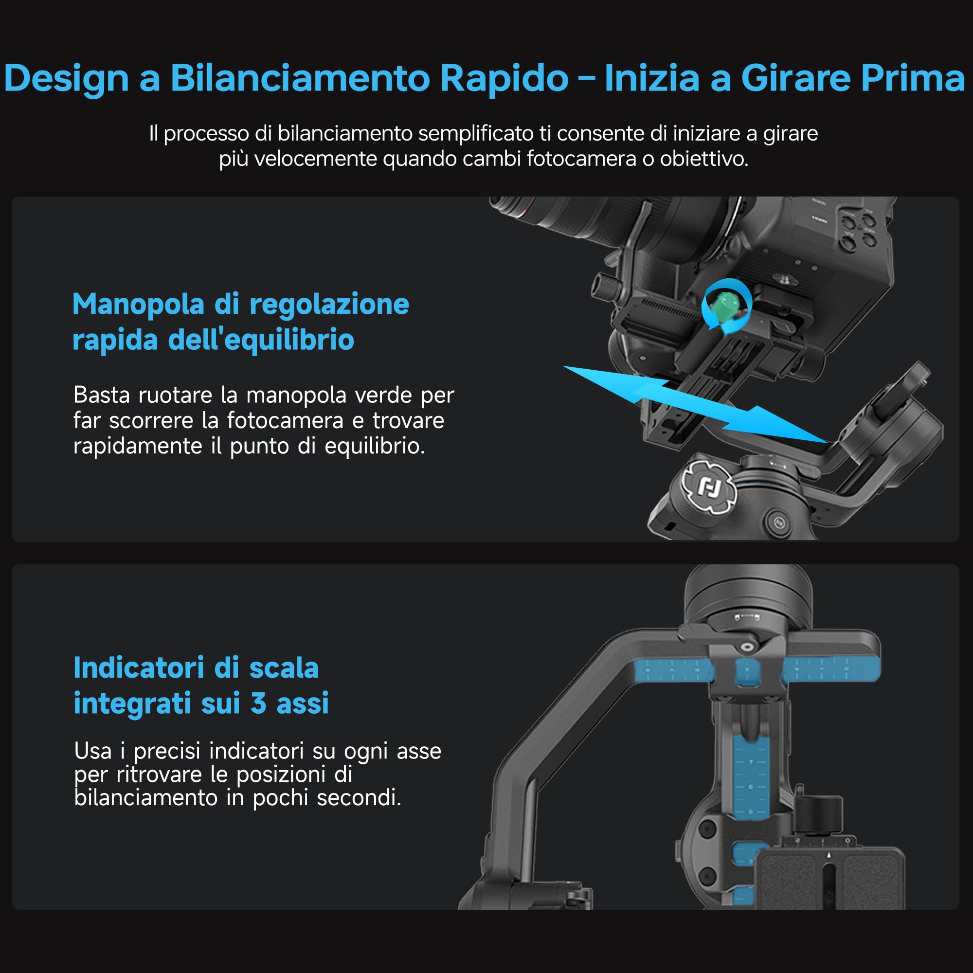 FeiyuTech SCORP-C2 [Ufficiale] Stabilizzatore Fotocamera a 3 assi con AI Tracking 4.0,Gimbal con Pannello Pulsanti,Carico Utile di 3,5kg,Riprese Verticali Native,Bilanciamento Rapido,Bluetooth Control