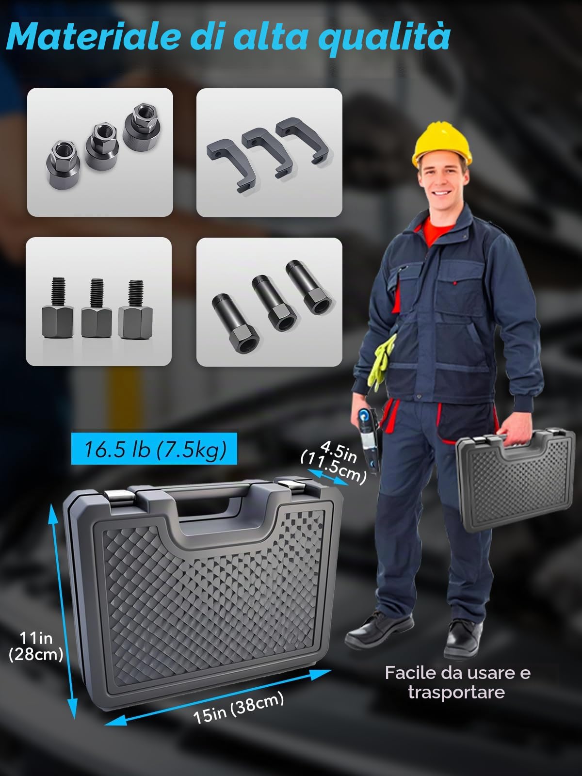 Estrattore per iniettori pneumatici, 27 pezzi, per iniettori pneumatici, strumento di rimozione per iniettori con 19 adattatori, compatibile con Bosch, Delphi, Denso, Siemen