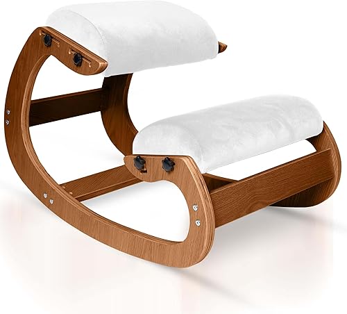 Silla ergonómica, asiento ajustable, silla de oficina para escritorio, corrector de postura, cojín cómodo de alta calidad, mecedora de madera (nuez)