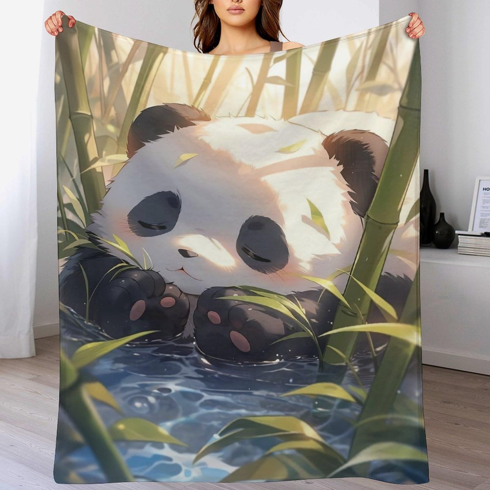 Couverture panda contre le froid hivernal avec ce plaid flannel chaud pour grand lit