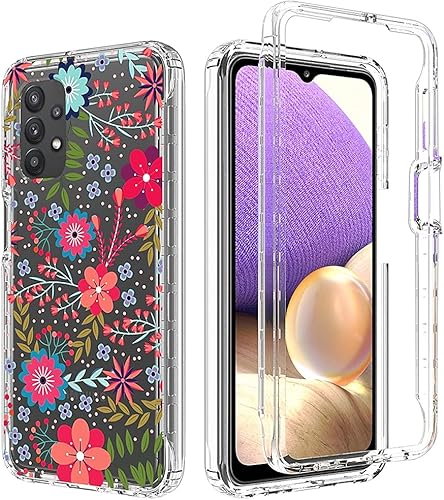 Miniatura 6 de Funda para Galaxy A32 5G, funda Samsung A32 5G para niñas, bonita funda floral de TPU transparente a prueba de golpes, funda protectora para Samsung
