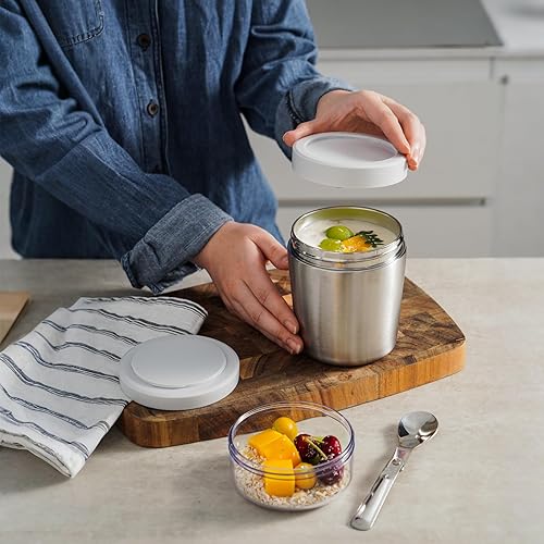 Miniatura 2 de Termo de acero inoxidable para alimentos calientes para niños y adultos, tarro de alimentos aislado a prueba de fugas de 16.9 onzas con recipiente