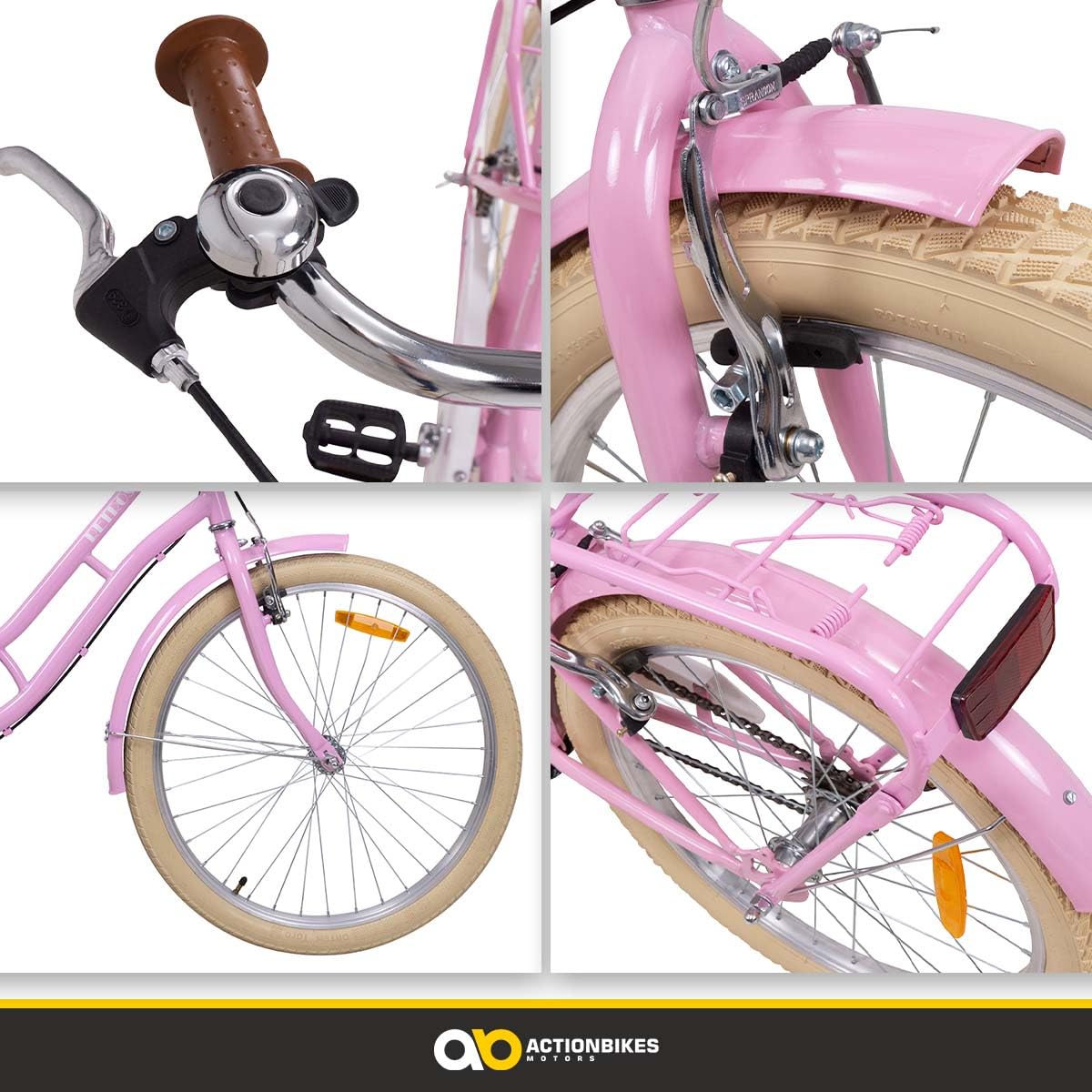 Actionbikes Kinderfahrrad Retrostar | 20 24 Zoll - V-Brake Bremsen - Fahrrad für Kinder von 6-12 Jahren - Schutzblech v. / h - Kinder Fahrrad für Mädchen & Jungen - Fahrräder - Bicycle - Kinderrad