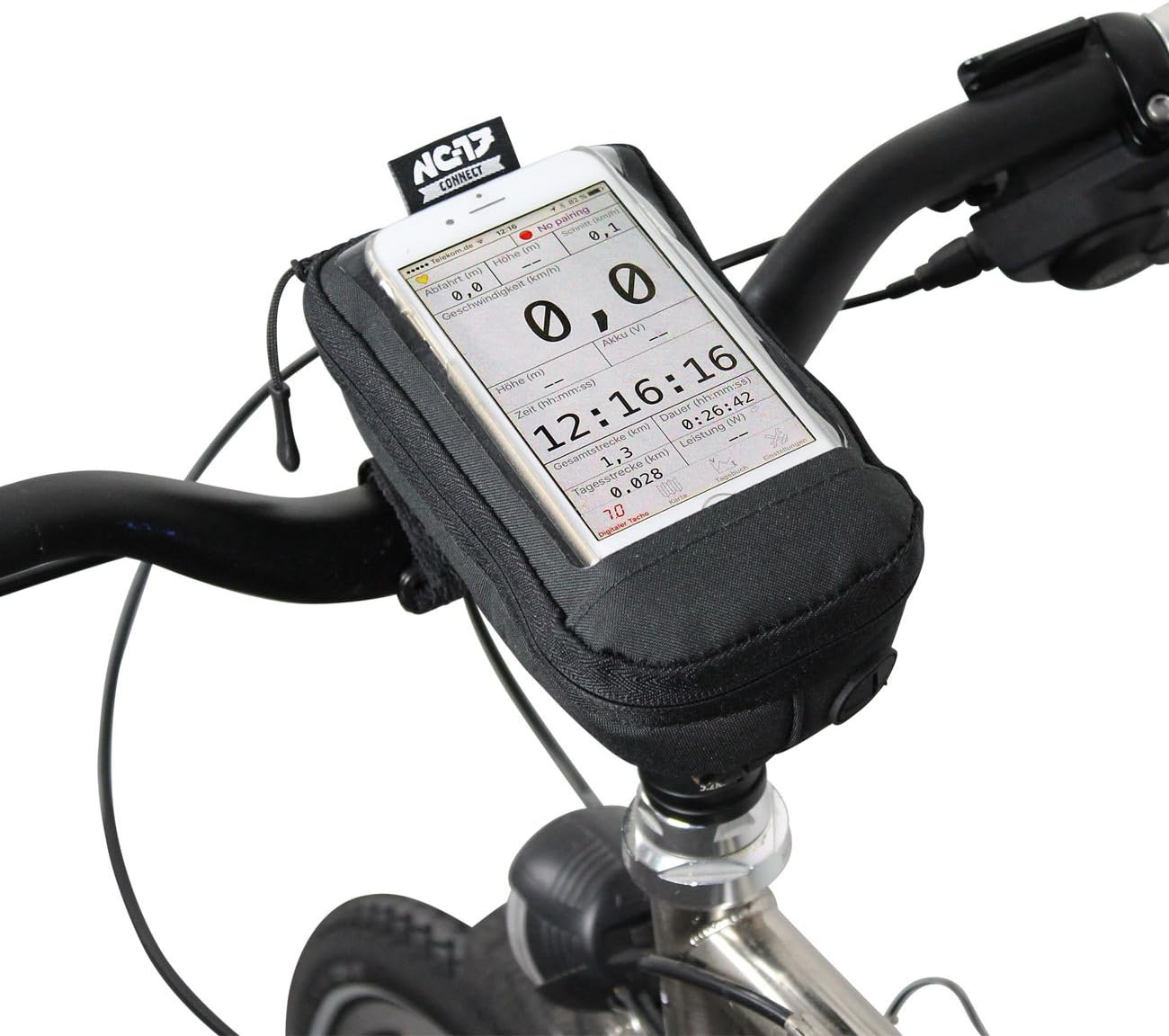 Universal bicycle e-bike stem mobile phone bag, handlebar bag, stem bag, storage compartment, cable passage, touch screen, for smartphones of all common sizes, MTB, road bike, e-bikes, trekking,