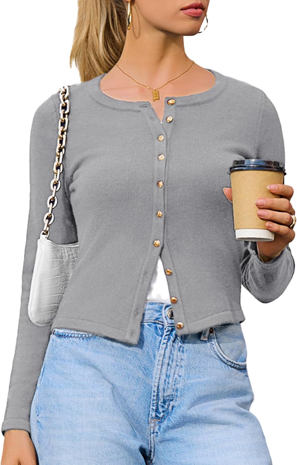 Totatuit Cardigan Sweaters for Women Trendy 2025 Fall Light Weight Long Sleeve Button Up Knit Sweatshirt Jacket - Image 2