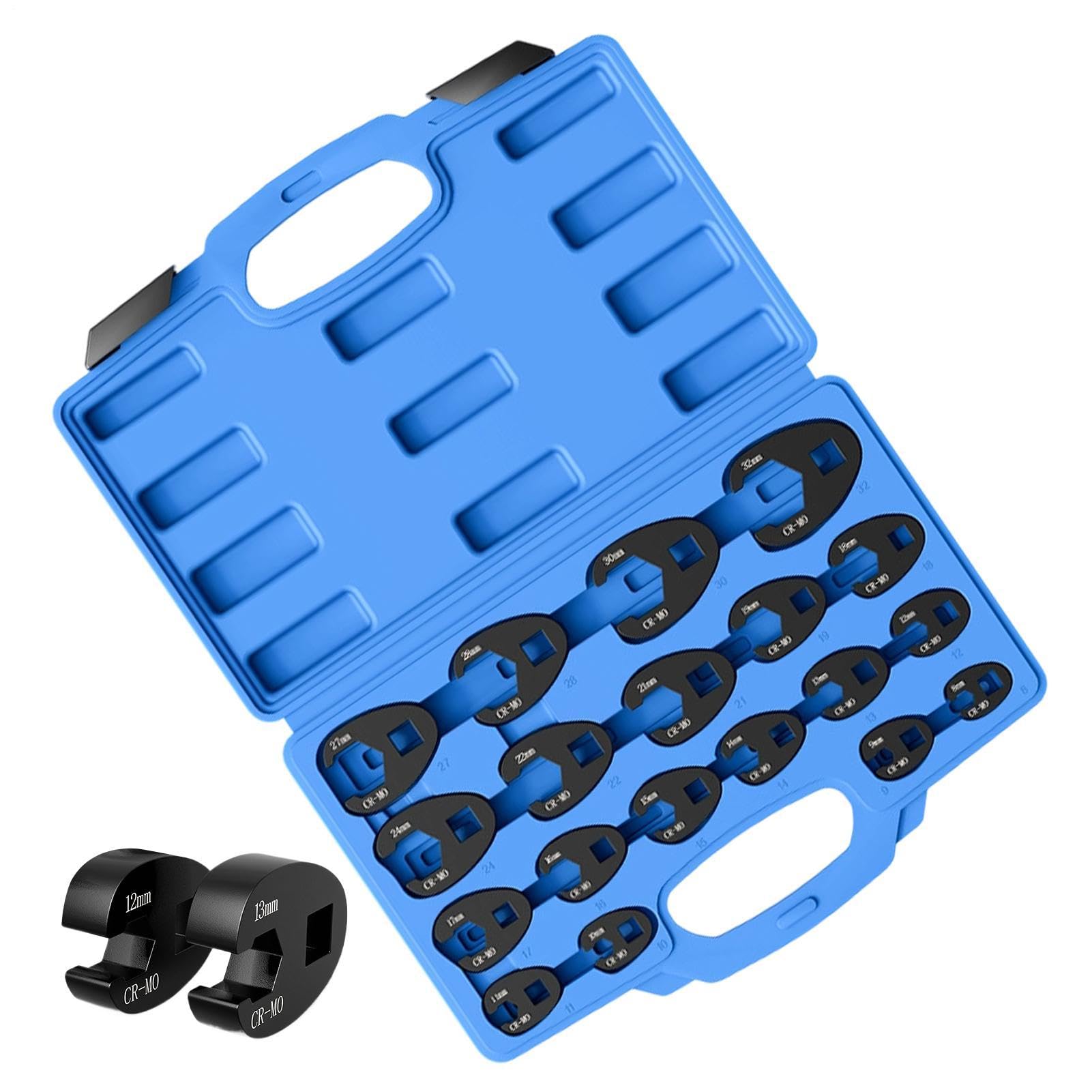 Klucz wachlarzowy Metryczny zestaw kluczy grzechotkowych w kształcie litery U | Zestaw szczęk hamulcowych dla mechaników, techników, domu, przemysłu, warsztatu, motoryzacji, hydrauliki,