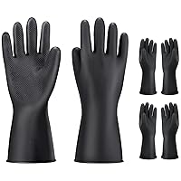 Vista 19 de Guantes gruesos de goma resistentes a productos químicos, 3 pares de guantes de trabajo de seguridad negros de 22 pulgadas, guantes protectores