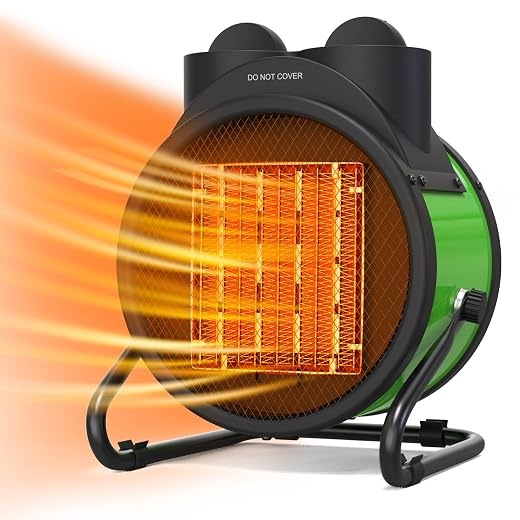 Buyplus Outdoor Heater, 1500W Portable Patio Heater with 90°Adjustable Angle, Overheat Protection & 2S Fast Heating, Electric Greenhouse Heater for Patio, Garage, Greenhouse, Indoor Outdoor, Green