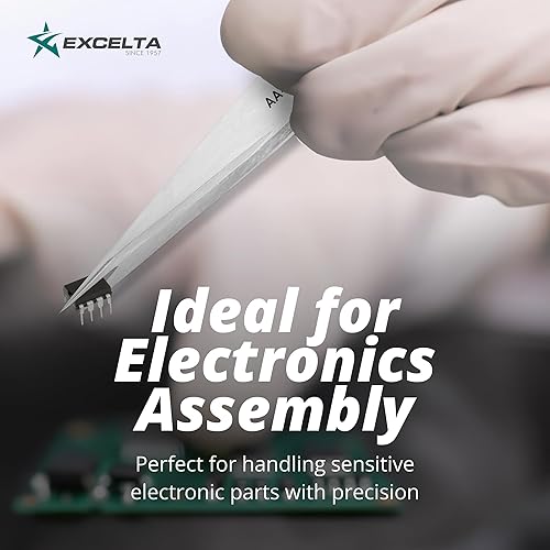 Miniatura 5 de Excelta Pinzas, pinzas puntiagudas medianas, acero inoxidable, 5 pulgadas de longitud total