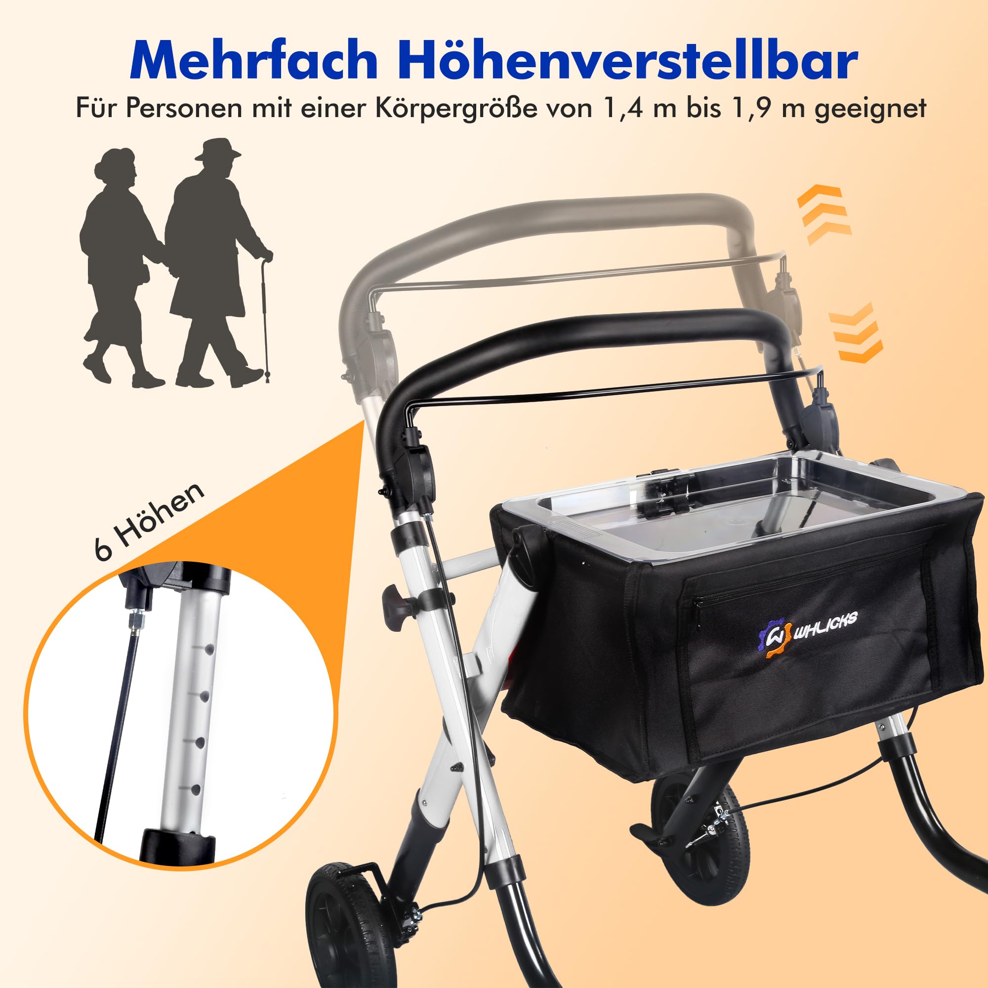 Andador plegable y ligero con asiento (Blanco)