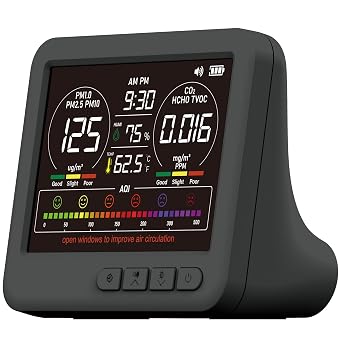 Professional 16-in-1 Portable Indoor Air Quality Monitor with AQI Reminder, Real-Time Air Detector for Home, Bedroom, Office, Car & Daily Use