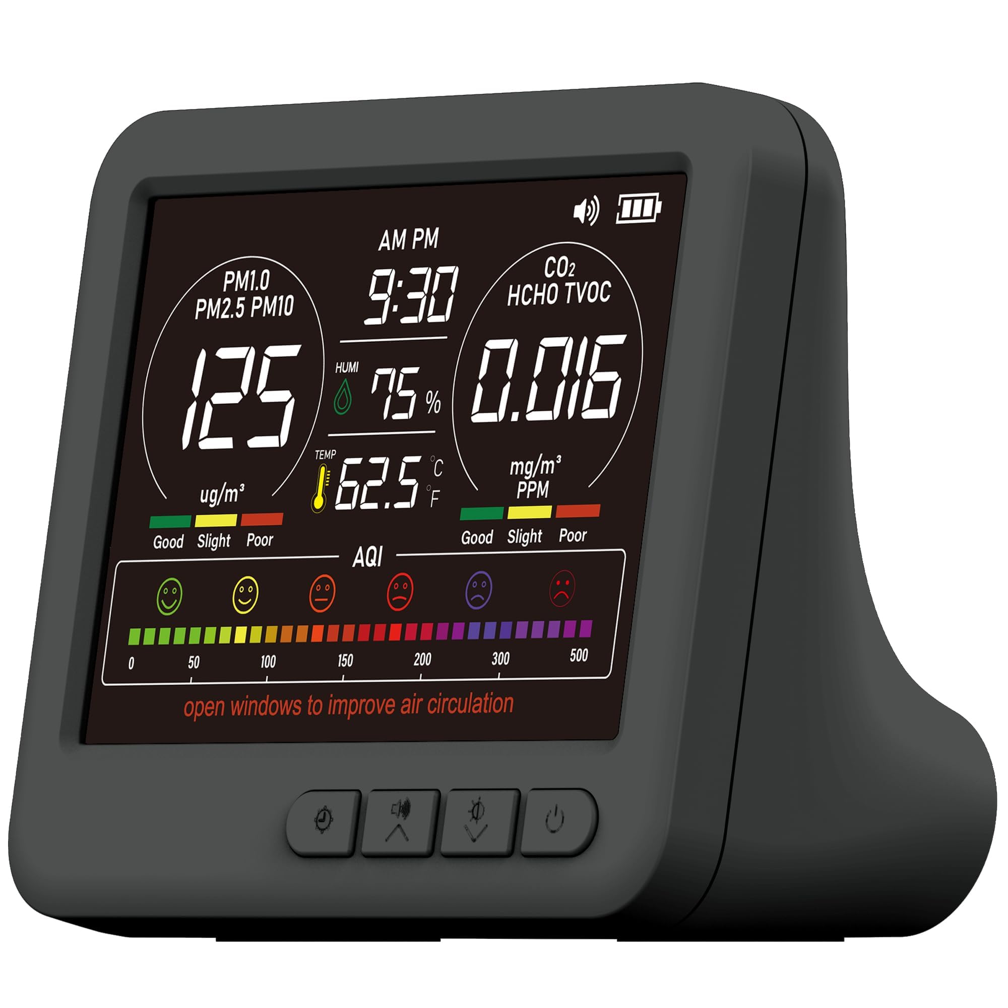 16-in-1 Indoor Air Quality Monitor, High-Precision Multi-Parameter Smart Air Quality Tester with HD Real-Time Color Screen, Portable Air Quality Monitor for Home, Office — Amazon image 10