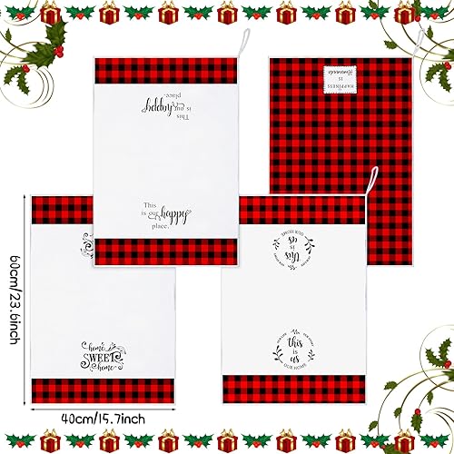 Miniatura 3 de 4 paños de cocina a cuadros de búfalo a cuadros, toalla de mano ultra absorbente, suave, de secado rápido, paño de limpieza de poliéster para