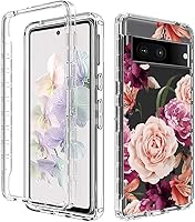 Vista 6 de Funda para Pixel 6A (no compatible con Pixel6) GX7AS con protector de pantalla de vidrio templado, cuerpo completo, diseño floral, a prueba