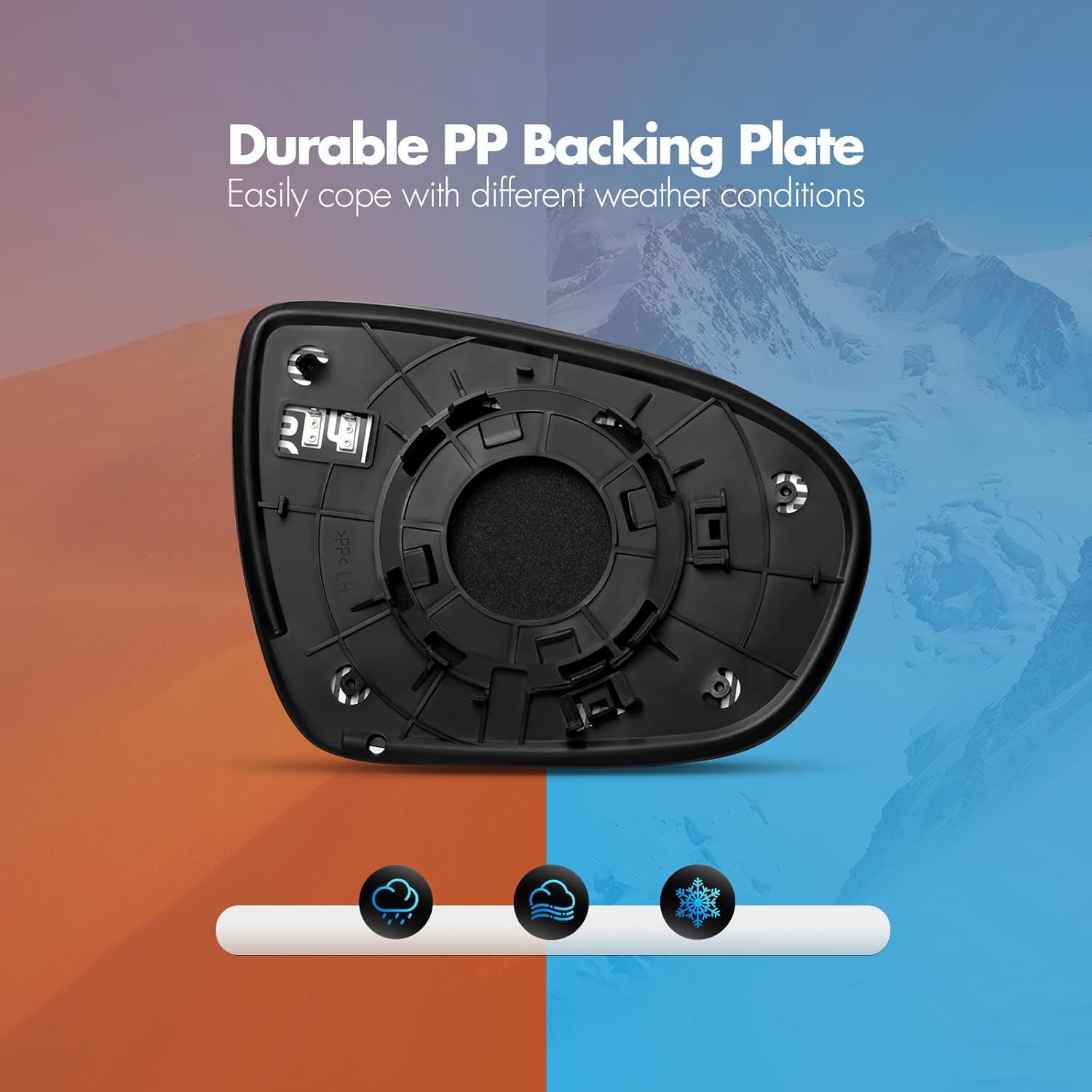 SNEMEEY Driver side mirror replacement for Kia Optima 2011 2012 2013 2014 2015, Left Side Rear View Mirror Glass, Chrome, Power Heated with Backing Plate