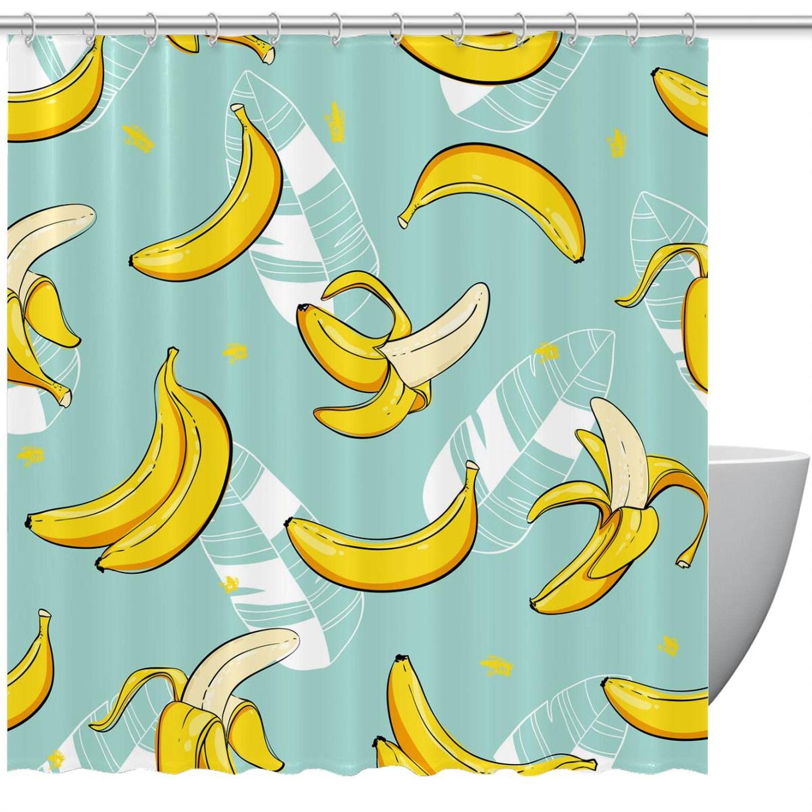 Rideau de douche imperméable banane 168 x 183 cm contre les éclaboussures