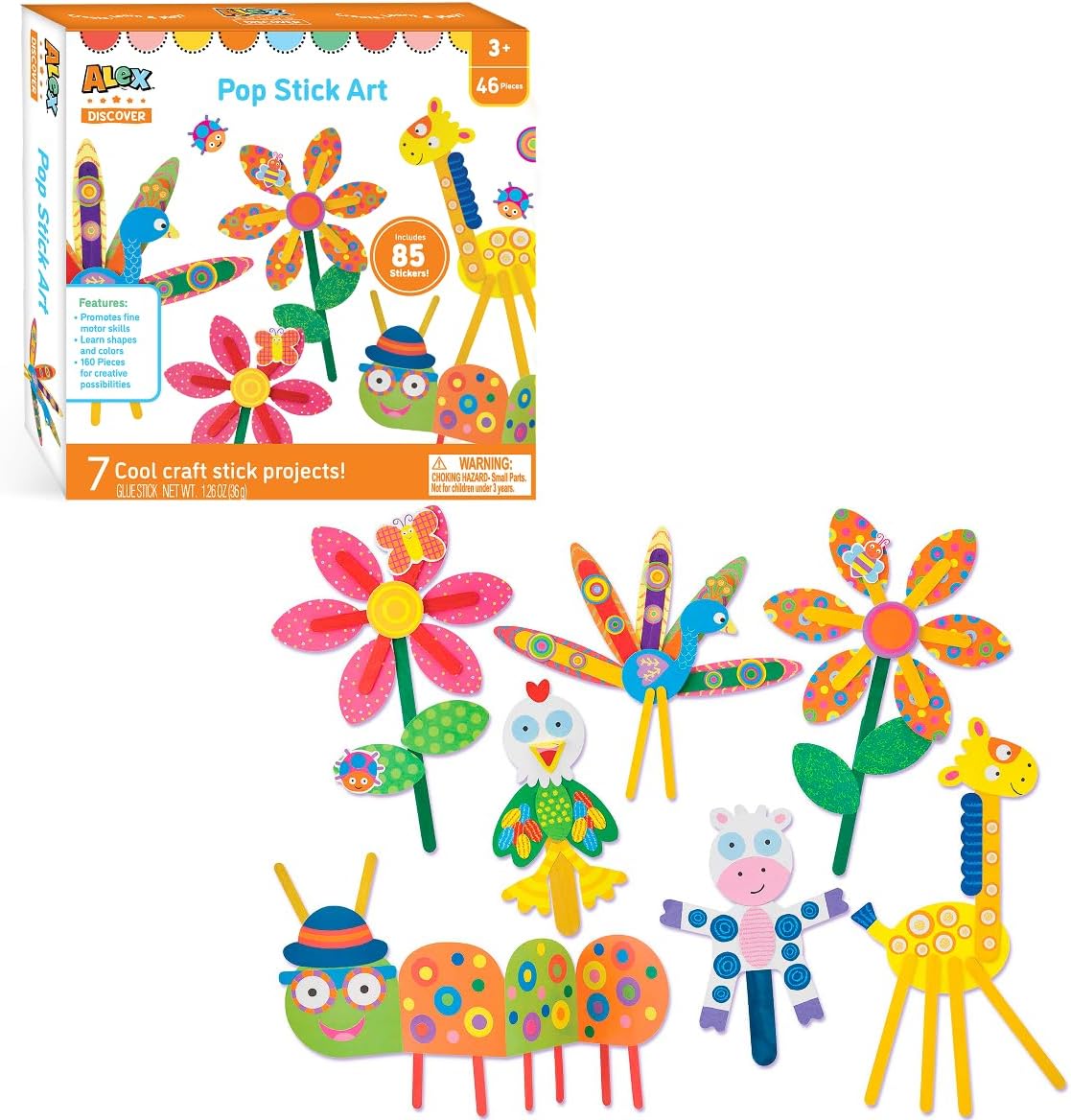 Little Hands, Picture Mosaic, Kids Toddler Art and Craft Activity, Peel and Stick 5 Mosaics with Colorful Photo Stickers, Easy and Non Messy Fun, for Ages 3 and up