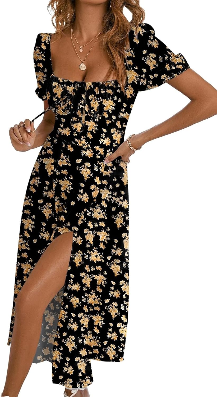 BLENCOT Casual Womens Dress Short Sleeve Boho Dresses P220 Small at