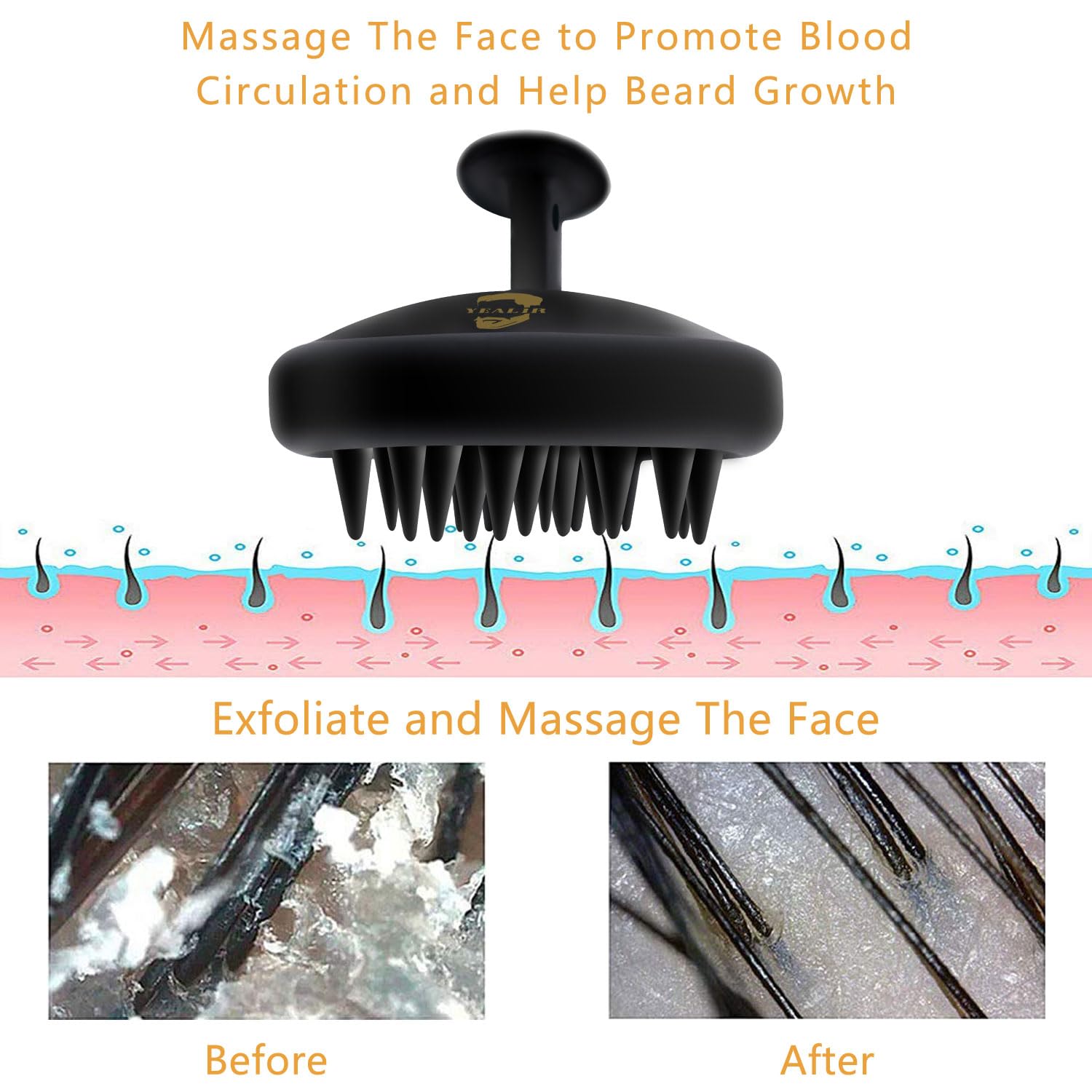 Beard Brush for Men, Silicone Beard Scrubber, Deep Cleans, Hair & Beard Exfoliator Helping Beard Shampoo Better Clean the Beard, Good Helper for Beard Oil - Eco & Reusable
