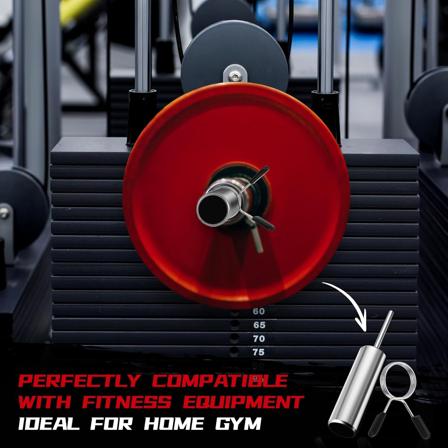 Lasnten Weight Stack Pin Extender with Spring Clip Collar, 10 mm Gym Pin for Cable Machine & Home Gym, Made of Solid Steel for Secure and Long Lasting Use