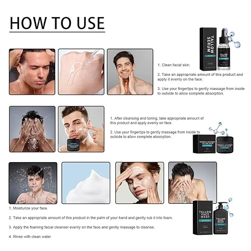 Miniatura 7 de Set de cuidado de la piel para hombres bálsamo antiarrugas natural de sarga, lavado facial nutritivo, suero antienvejecimiento nocturno, revitaliza