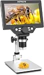 7" LCD Digital Microscope 1200X Magnification, 1080P Coin Microscope with Metal Stand | 8 LED Lights & Ultra-Precise Focus | Coin, Stamp, Windows/Mac Compatible