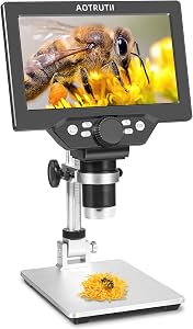 7" LCD Digital Microscope 1200X Magnification, 1080P Coin Microscope with Metal Stand | 8 LED Lights & Ultra-Precise Focus | Coin, Stamp, Windows/Mac Compatible