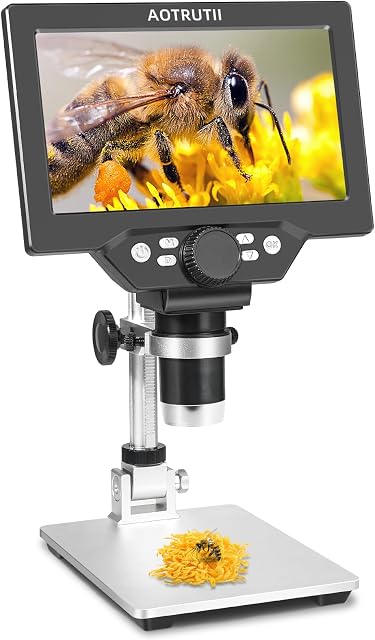 7" LCD Digital Microscope 1200X Magnification, 1080P Coin Microscope with Metal Stand | 8 LED Lights & Ultra-Precise Focus | Coin, Stamp, Windows/Mac Compatible